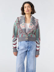 Hayley Menzies Tibetan Tiger Merino Jacquard Bomber Cardi