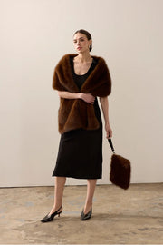 Helen Moore Faux Fur Stole Mahogany