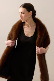 Helen Moore Faux Fur Stole Mahogany