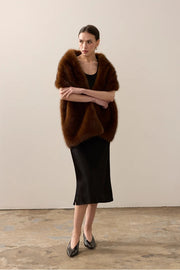Helen Moore Faux Fur Stole Mahogany