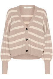 InWear Tenley Knitted Stripe Cardi Sandy Grey