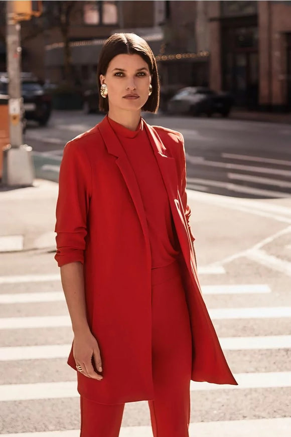 Joseph Ribkoff Long Knit Blazer Lipstick Red