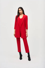 Joseph Ribkoff Long Knit Blazer Lipstick Red