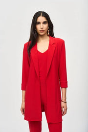 Joseph Ribkoff Long Knit Blazer Lipstick Red