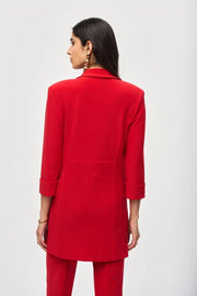 Joseph Ribkoff Long Knit Blazer Lipstick Red