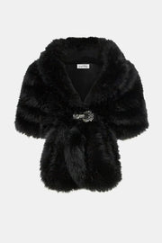 Joseph Ribkoff Faux Fur Cover Up Black