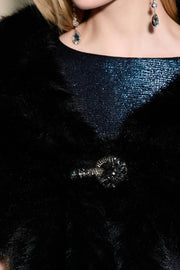 Joseph Ribkoff Faux Fur Cover Up Black