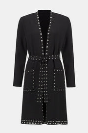 Joseph Ribkoff Belted Long Line Cover Up With Stud Details Black