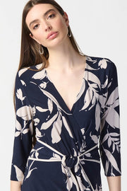 Joseph Ribkoff Floral Print Wrap Dress Midnight Blue/Beige