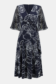 Abstract Floral Motif Dress Midnight Blue/Vanilla