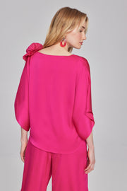 Flared Top With Rosette Detail Hot Pink