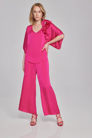 Flared Top With Rosette Detail Hot Pink