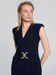 Joseph Ribkoff Wrap Front Dress With Buckle Detail Midnight Blue