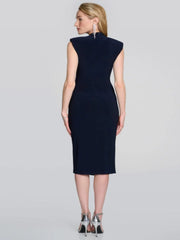 Joseph Ribkoff Wrap Front Dress With Buckle Detail Midnight Blue