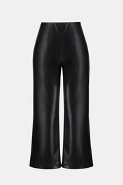 Joseph Ribkoff High Rise Wide Leg Cropped Faux Leather Trouser Black