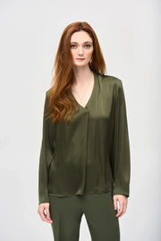 Joseph Ribkoff Satin Blouse Iguana Khaki