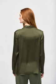 Joseph Ribkoff Satin Blouse Iguana Khaki