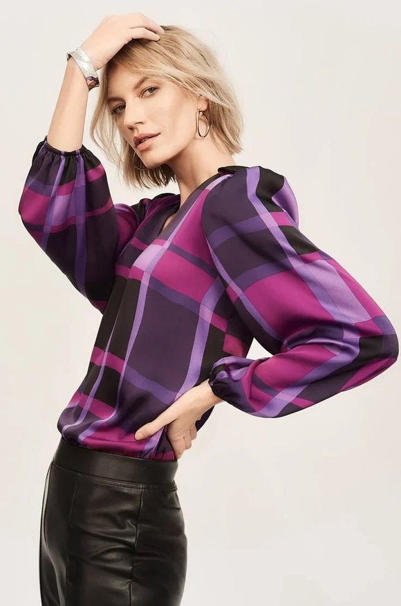 Joseph Ribkoff Abstract Print Blouse Purple/Black