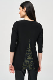 Joseph Ribkoff Crew Neck Tunic Black/Green Multi