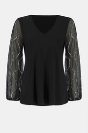 Joseph Ribkoff Silky Knit Tunic With Beaded Sleeves Black