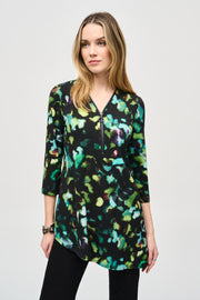 Joseph Ribkoff Silky Knit Abstract Print Tunic Black Multi