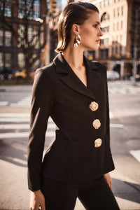 Joseph Ribkoff Blazer With Oversized Gold Buttons Black