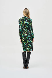 Joseph Ribkoff Abstract Print Wrap Dress Black MLT