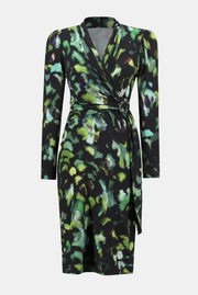 Joseph Ribkoff Abstract Print Wrap Dress Black MLT