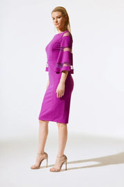 Joseph Ribkoff Crepe Sheath Dress With Mesh Magenta