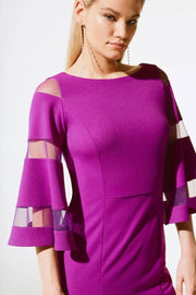 Joseph Ribkoff Crepe Sheath Dress With Mesh Magenta