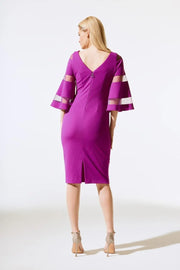 Joseph Ribkoff Crepe Sheath Dress With Mesh Magenta