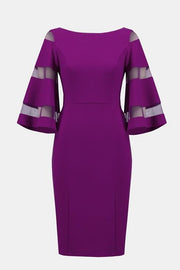 Joseph Ribkoff Crepe Sheath Dress With Mesh Magenta