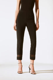 Joseph Ribkoff Trousers With Rhinestone & Mesh Details Black