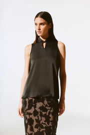 Joseph Ribkoff Satin High Neck Sleeveless Top Black