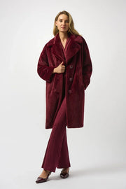 Joseph Ribkoff Faux Fur Coat Merlot