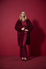 Joseph Ribkoff Faux Fur Coat Merlot