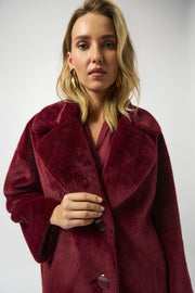 Joseph Ribkoff Faux Fur Coat Merlot
