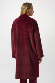 Joseph Ribkoff Faux Fur Coat Merlot