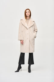 Joseph Ribkoff Faux Fur Straight Coat Cream