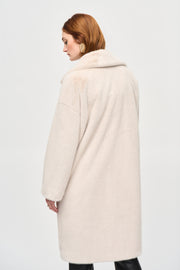 Joseph Ribkoff Faux Fur Straight Coat Cream