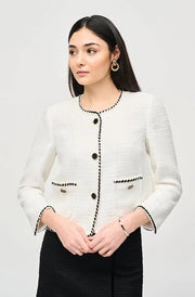 Joseph Ribkoff Boucle Jacket With Contrast Trim White/Black