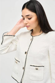 Joseph Ribkoff Boucle Jacket With Contrast Trim White/Black