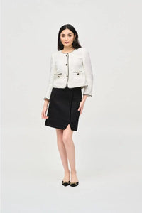 Joseph Ribkoff Boucle Jacket With Contrast Trim White/Black