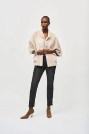 Joseph Ribkoff Faux Fur Suede Jacket Champagne