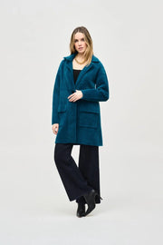 Joseph Ribkoff Feather Yarn Coat Twilight Teal