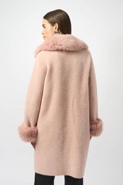 Joseph Ribkoff Faux Fur Coat Rose