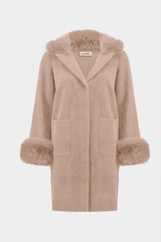 Joseph Ribkoff Faux Fur Coat Rose