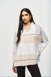 Joseph Ribkoff Colour Block Jacquard Knit Cover Up