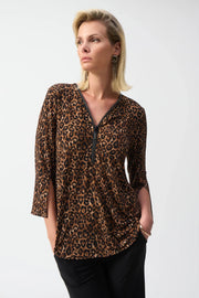 Joseph Ribkoff Leo Print Flare Tunic