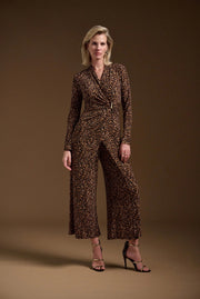 Joseph Ribkoff Leo Print V-Neck Jumpsuit